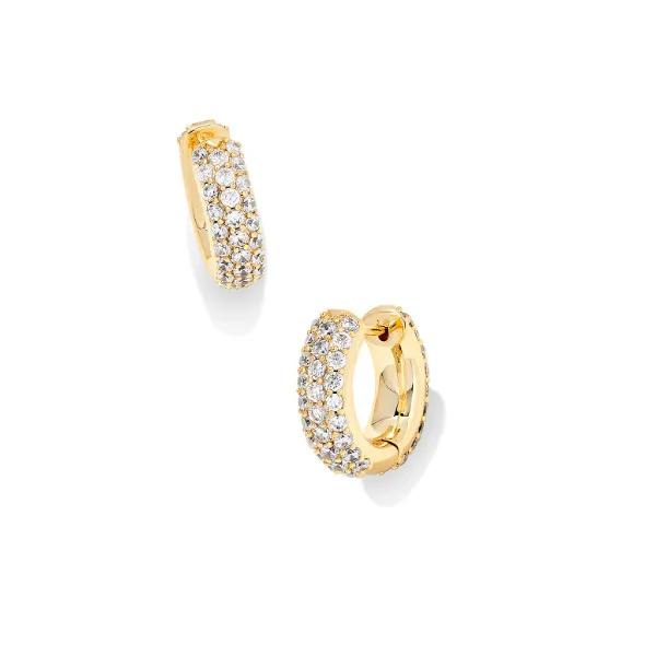 Mikki Pave Huggie Earrings - Gold/White CZ Vaughan's Jewelry Edenton, NC