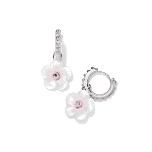 Deliah Huggie Earrings - Rhodium/Iridescent Pink White Mix SPRING24 Vaughan's Jewelry Edenton, NC