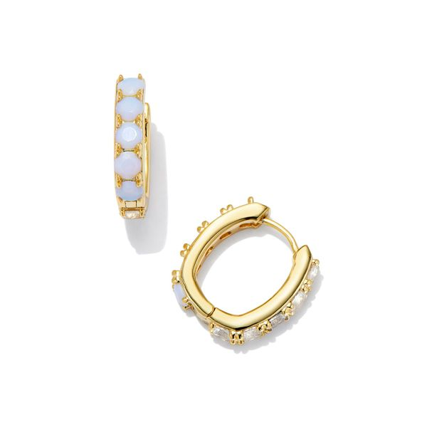 Chandler Huggie Earrings - Gold/White Opalite Mix - SPRING24 Vaughan's Jewelry Edenton, NC