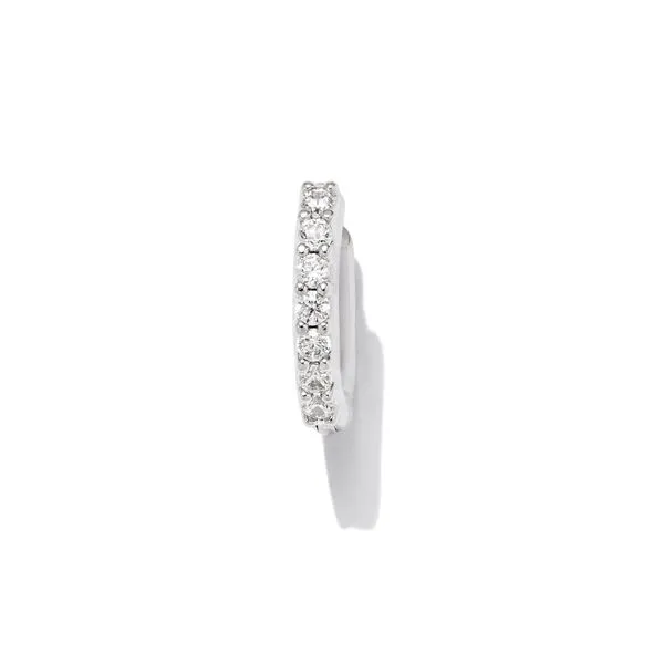 Addison Crystal Single Huggie Hoop - Rhodium/White Crystal - SPRING24 Vaughan's Jewelry Edenton, NC