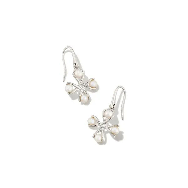 Everleigh Pearl Drop Earrings - Rhodium/White Pearl Vaughan's Jewelry Edenton, NC