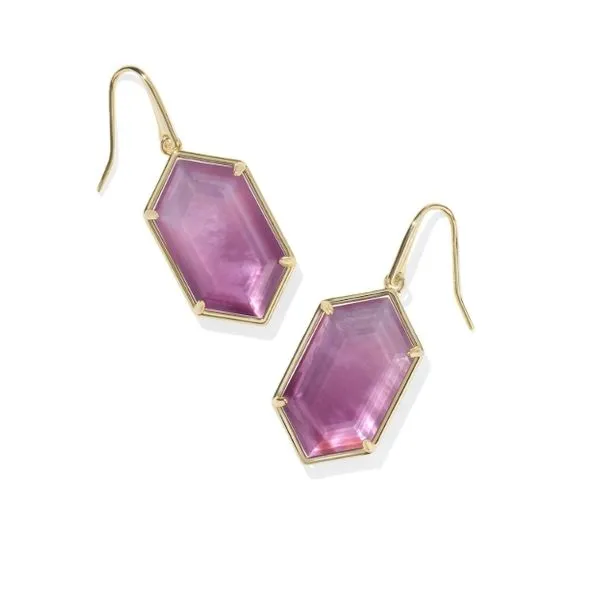 Hallie Drop Earrings - Gold/Purple Watercolor Illusion Vaughan's Jewelry Edenton, NC