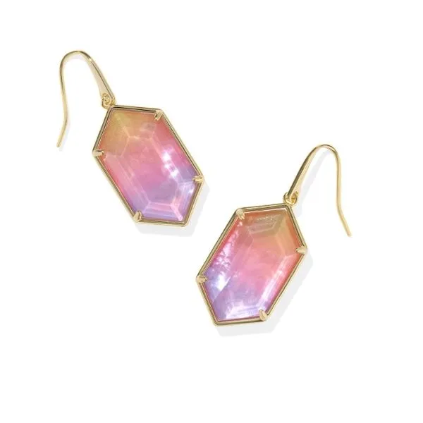 Hallie Drop Earrings - Gold/Sunrise Watercolor Illusion Vaughan's Jewelry Edenton, NC