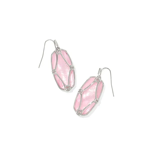 Elle Lattice Frame Drop Earrings - Rhodium/Blush Ivory MOP Vaughan's Jewelry Edenton, NC