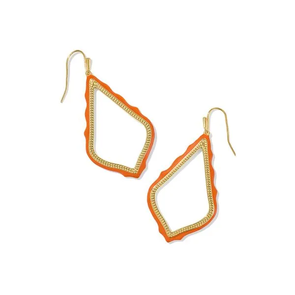 Sophee Enamel Open Frame Earrings - Gold/Dark Orange Enamel Vaughan's Jewelry Edenton, NC
