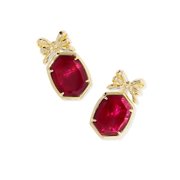 Daphne Bow Drop Earrings - Gold/Dark Burgundy Illusion Vaughan's Jewelry Edenton, NC