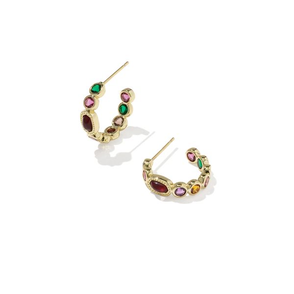 Mini Elisa Tennis Huggie Earrings - Gold/Dark Multi Mix Vaughan's Jewelry Edenton, NC