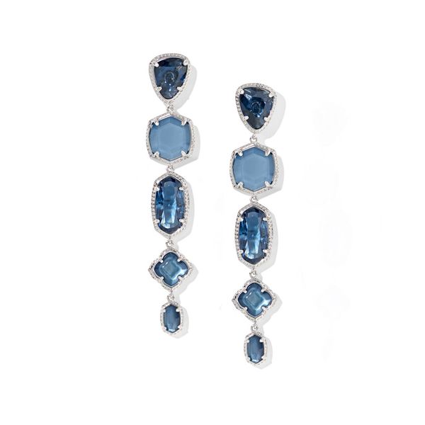 Eloise Linear Earrings - Rhodium/Blue Mix Vaughan's Jewelry Edenton, NC