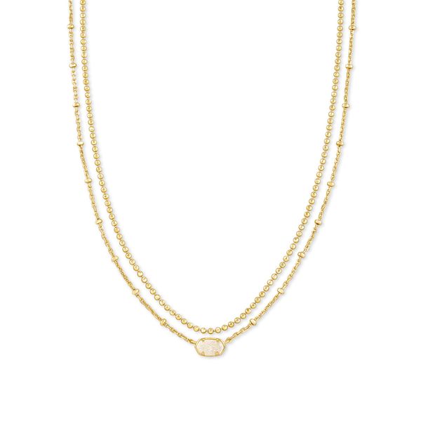 Emilie Multi-Strand Necklace, Gold/Iridescent Drusy - SP21 Vaughan's Jewelry Edenton, NC