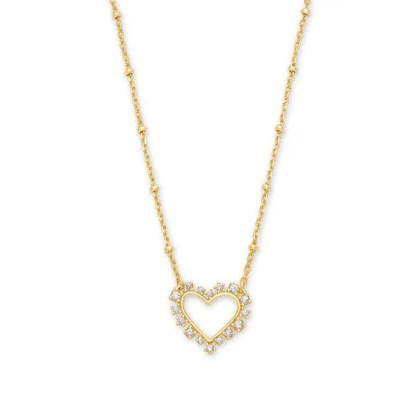Ari Heart Crystal Necklace, Gold/White Crystal Vaughan's Jewelry Edenton, NC