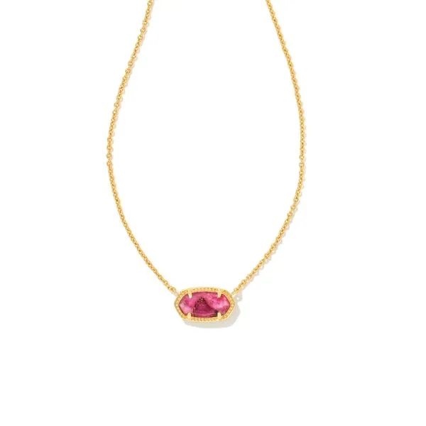 Elisa Necklace Gold/Bronze Veined Magenta Jade  --  Spring 2022 Vaughan's Jewelry Edenton, NC