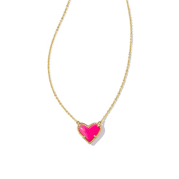 Ari Heart Short Pendant Necklace - Gold/Neon Pink Vaughan's Jewelry Edenton, NC