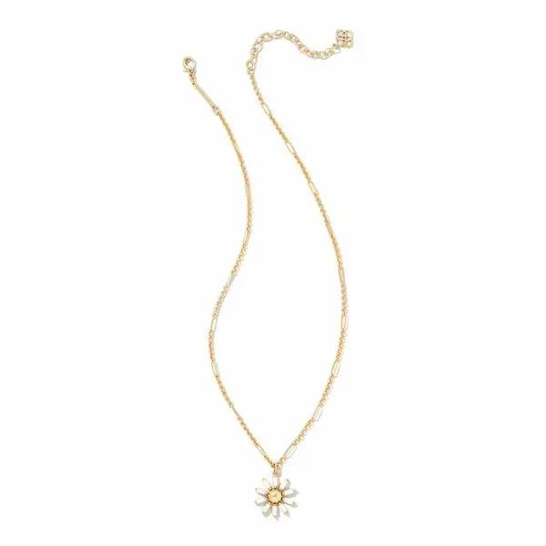 Madison Daisy Short Pendant - Gold/White Opaque Glass - SPRING23 Vaughan's Jewelry Edenton, NC