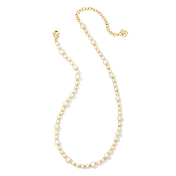 Jovie Beaded Strand Necklace, Gold White Pearl --SUM23 Vaughan's Jewelry Edenton, NC