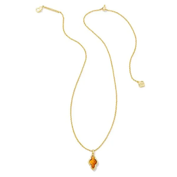 Framed Abbie Short Pendant - Gold/Marbled Amber Illusion - FALL23 Vaughan's Jewelry Edenton, NC