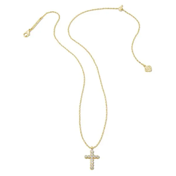 Cross Crystal Pendant Necklace - Gold/White Crystal Vaughan's Jewelry Edenton, NC