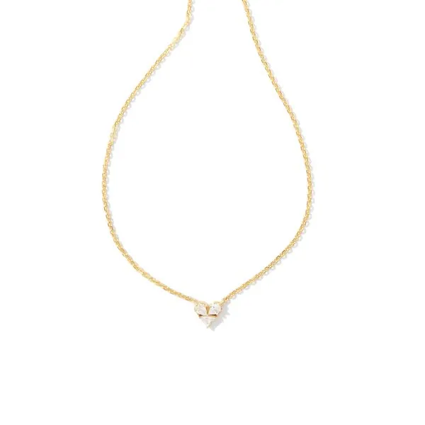 Katy Heart Short Pendant Necklace - Gold/White CZ - WIN23 Vaughan's Jewelry Edenton, NC