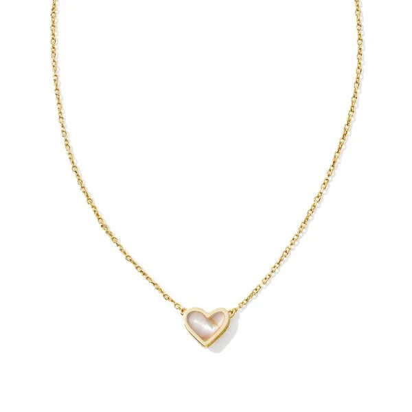 Framed Ari Heart Pendant Necklace - Gold/Iridescent Abalone - FALL24 Vaughan's Jewelry Edenton, NC
