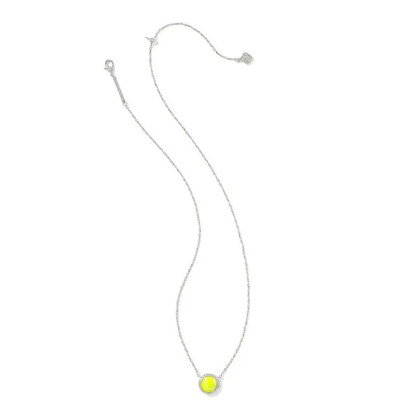 Tennis Short Pendant Necklace - Rhodium/Chartreuse Magnesite Vaughan's Jewelry Edenton, NC