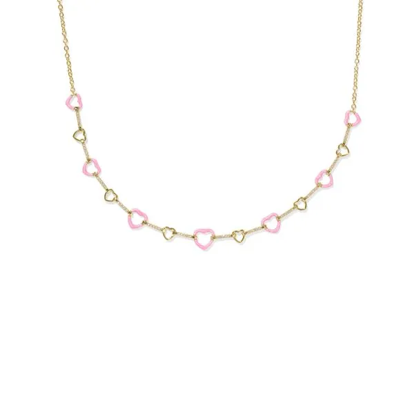 Haisley Heart Strand Necklace - Gold/Pink Enamel Vaughan's Jewelry Edenton, NC