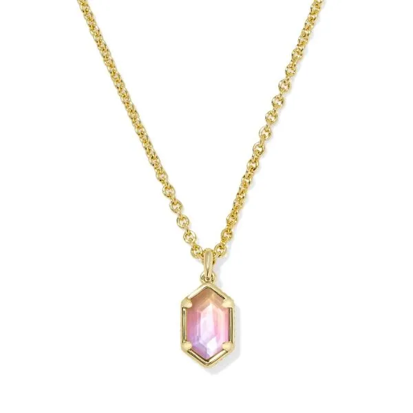 Hallie Short Pendant Necklace - Gold/Sunrise Watercolor Illusion Vaughan's Jewelry Edenton, NC