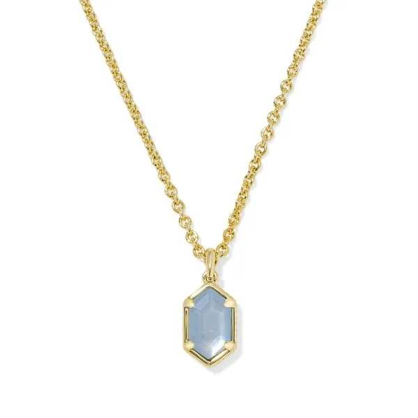 Hallie Short Pendant Necklace - Gold/Sky Blue MOP Vaughan's Jewelry Edenton, NC