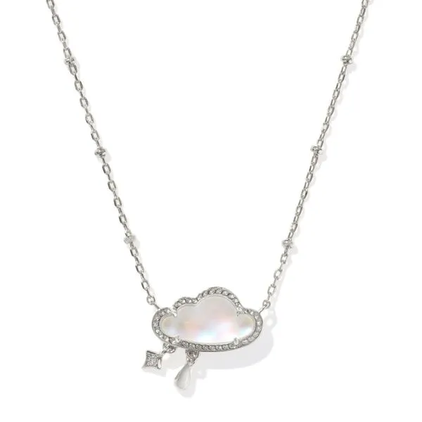 Celeste Cloud Pendant Necklace - Rhodium/Matte Dichroic Glass Vaughan's Jewelry Edenton, NC