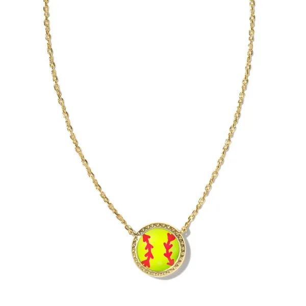 Softball Short Pendant - Gold/Chartreuse Magnesite Vaughan's Jewelry Edenton, NC