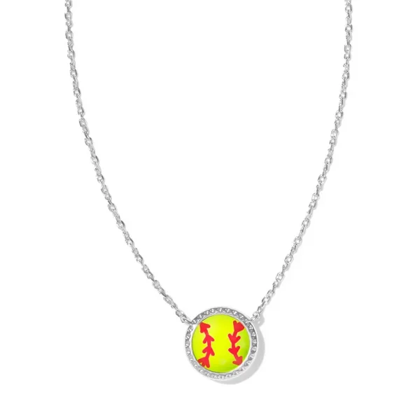 Softball Short Pendant - Rhodium/Chartreuse Magnesite Vaughan's Jewelry Edenton, NC