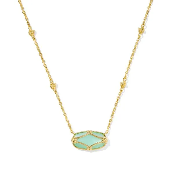 Elisa Lattice Frame Necklace - Gold/Light Green MOP Vaughan's Jewelry Edenton, NC
