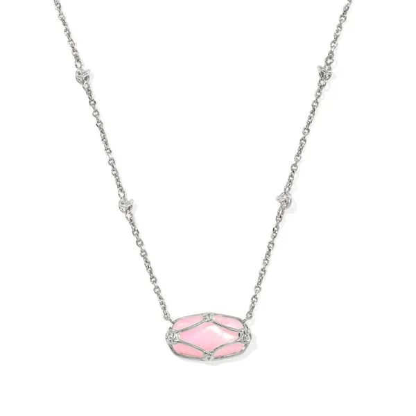 Elisa Lattice Frame Necklace - Rhodium/Blush Ivory MOP Vaughan's Jewelry Edenton, NC