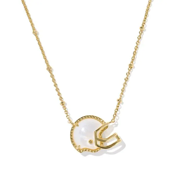 Football Helmet Pendant Necklace - Gold/Ivory MOP Vaughan's Jewelry Edenton, NC