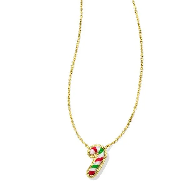 Candy Cane Pendant Necklace - Gold/Red Green Mix Vaughan's Jewelry Edenton, NC