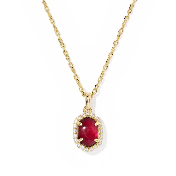 Daphne Crystal Frame Pendant Necklace - Gold/Dark Burgundy Illusion Vaughan's Jewelry Edenton, NC