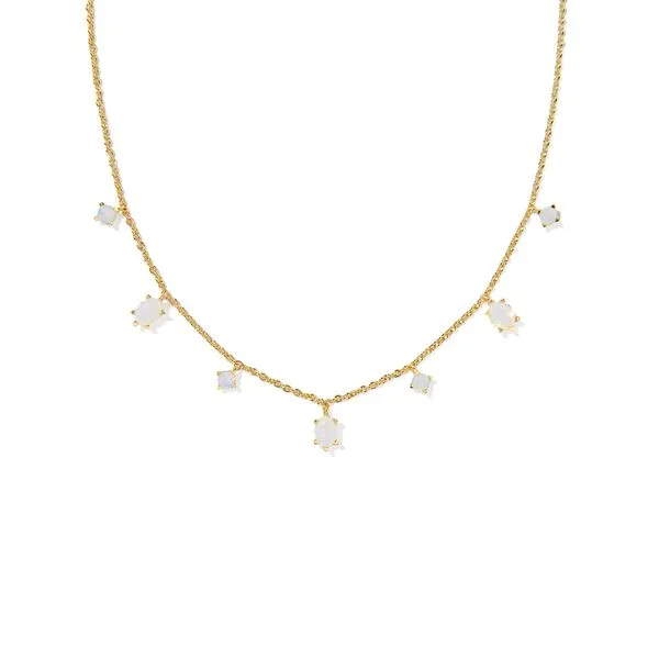 Cailin Strand Necklace - Gold/White Iridescent Crystal Vaughan's Jewelry Edenton, NC