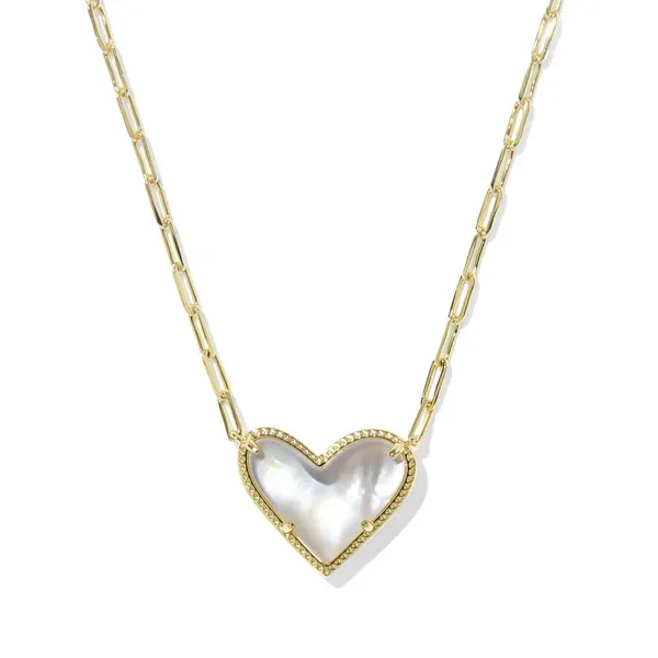 Ari Heart Statement Pendant Necklace - Gold/Ivory MOP Vaughan's Jewelry Edenton, NC