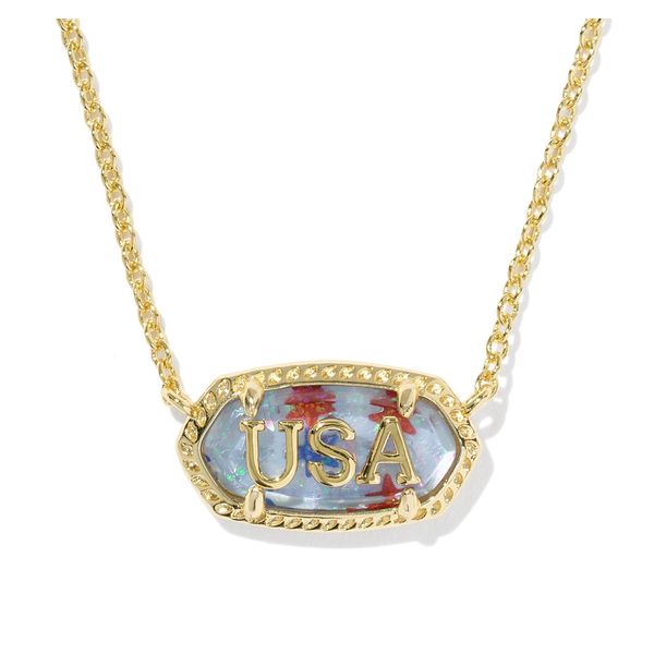 Elisa USA Pendant Necklace - Gold/Red, White, and Blue Illusion Vaughan's Jewelry Edenton, NC