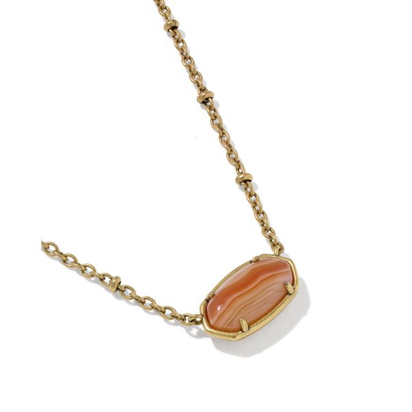 Tiger Striped Elisa Short Pendant Necklace, Vintage Gold/Orange Banded Agate Vaughan's Jewelry Edenton, NC