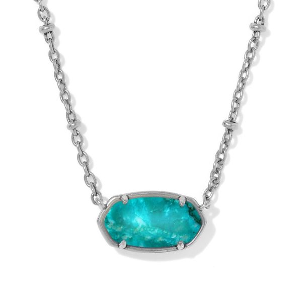 Tiger Striped Elisa Short Pendant Necklace, Vintage Silver/Blue Marble Vaughan's Jewelry Edenton, NC