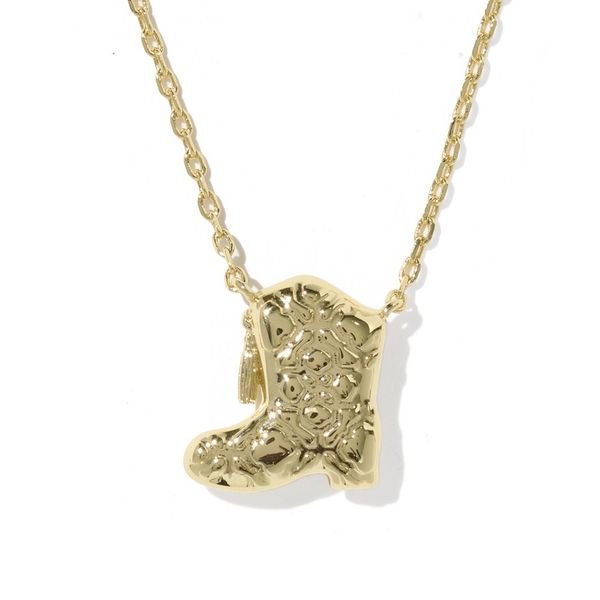 Drill Team Boot Short Pendant Neckllace, Gold/MOP Image 2 Vaughan's Jewelry Edenton, NC