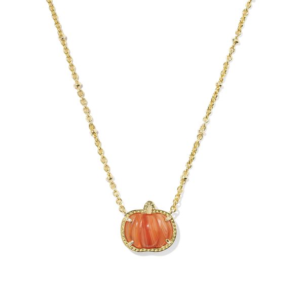 Pumpkin Short Pendant Necklace - Gold/Orange Banded Agate Vaughan's Jewelry Edenton, NC