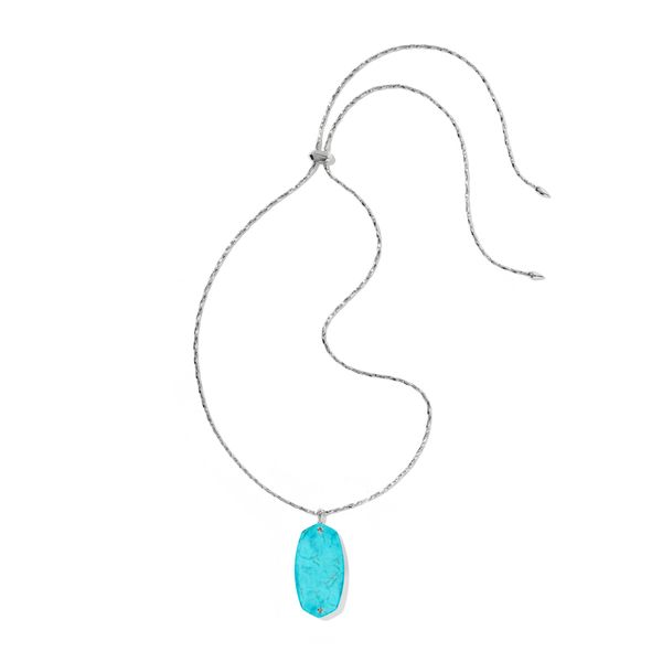 Danielle Riveted Long Pendant Necklace - Rhodium/Variegated Turquoise Vaughan's Jewelry Edenton, NC
