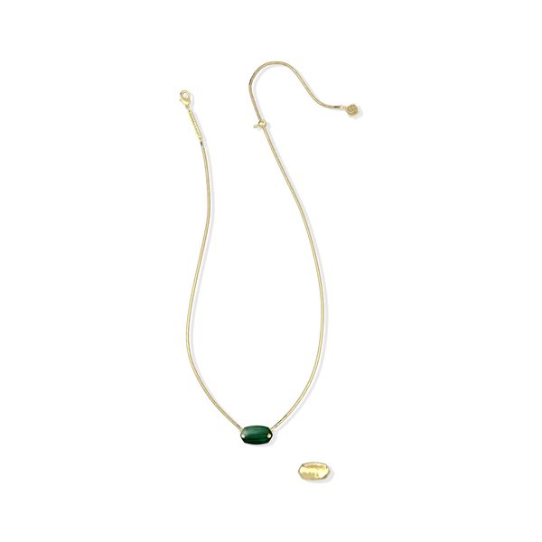 Elisa Riveted Pendant Necklace - Gold/Green Malachite Vaughan's Jewelry Edenton, NC