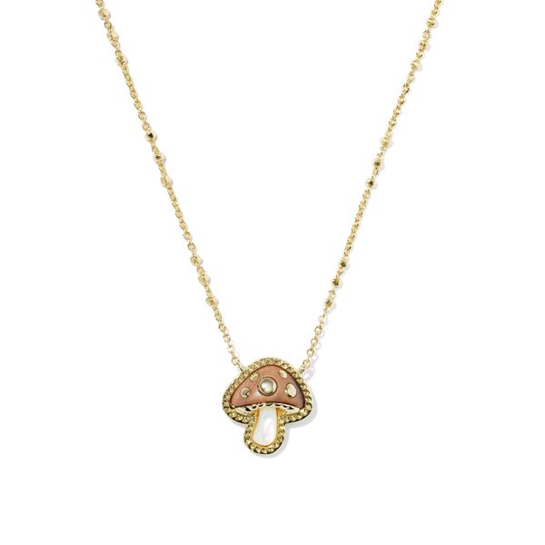 Mushroom Short Pendant Necklace - Gold/Brown Mix Vaughan's Jewelry Edenton, NC