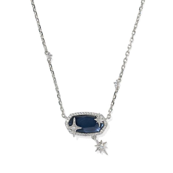 Elisa Star Pendant Necklace - Rhodium/Steel Blue MOP Vaughan's Jewelry Edenton, NC