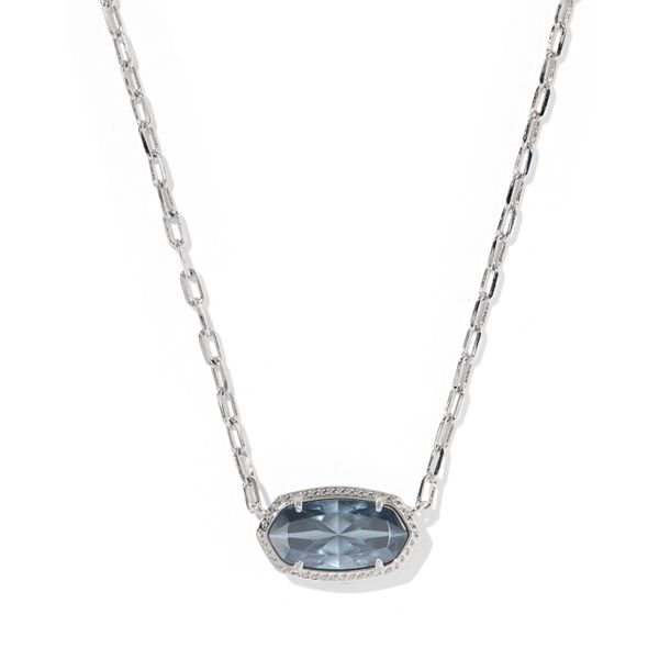 Elisa Luxe Pendant Necklace - Rhodium/Steel Blue Crystal Vaughan's Jewelry Edenton, NC