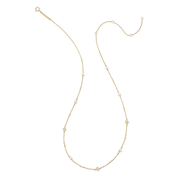 Michelle 14k Yellow Gold Strand Necklace in White Diamond