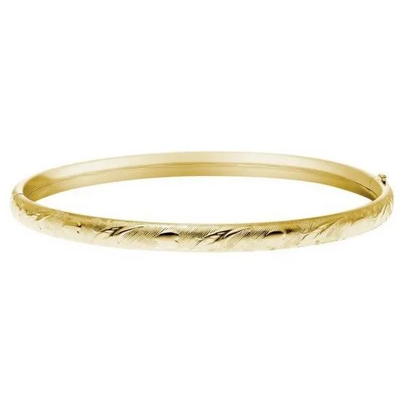 14k GF 5mm Hand Engraved Hinged Bangle Bracelet Vaughan's Jewelry Edenton, NC