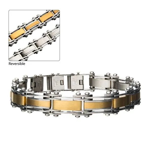 Stainless Steel Gold Dual Wear Reversible Bracelet Vaughan's Jewelry Edenton, NC