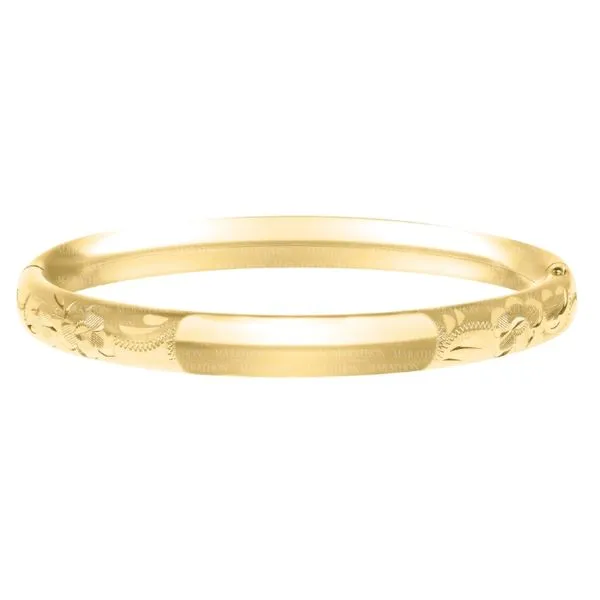 14k GF Floral Engraved Children's Bangle Bracelet Vaughan's Jewelry Edenton, NC